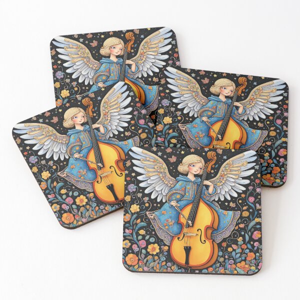 Item preview, Angel with wings wearing a hoodie Playing a Double Bass designed and sold by Colin Bentham.