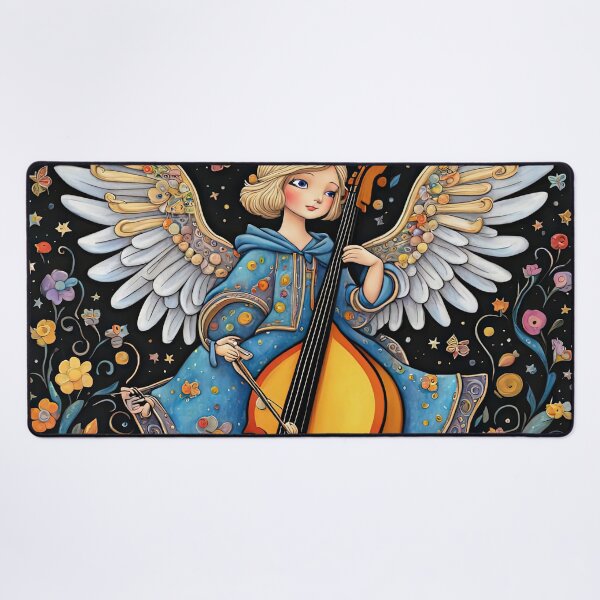 Item preview, Angel with wings wearing a hoodie Playing a Double Bass designed and sold by Colin Bentham.