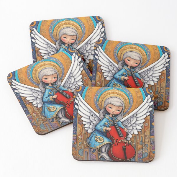 Item preview, Angel with wings wearing a hoodie Playing a Double Bass designed and sold by Colin Bentham.