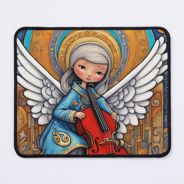 Item preview, Angel with wings wearing a hoodie Playing a Double Bass designed and sold by Colin Bentham.