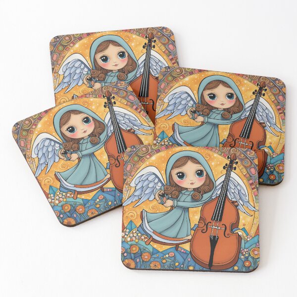 Item preview, Angel with wings wearing a hoodie Playing a Double Bass designed and sold by Colin Bentham.