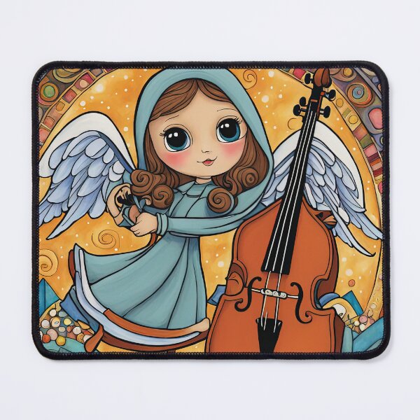Item preview, Angel with wings wearing a hoodie Playing a Double Bass designed and sold by Colin Bentham.