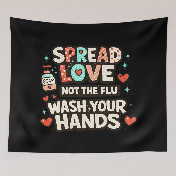 Item preview, Spread Love Not the Flu – Cute Soap and Hearts Design designed and sold by LunaMagicStudio.