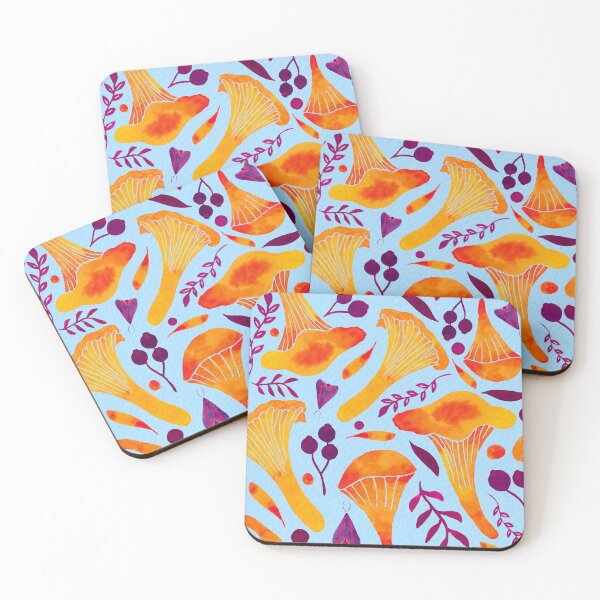 Item preview, Chanterelles with blue background designed and sold by ChloeHaumea.