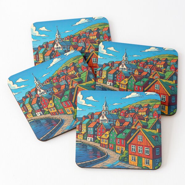 Item preview, Faroe Islands, city | Comics stylCartoone -  designed and sold by ComicsFactory.