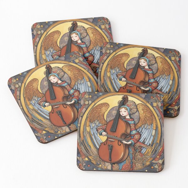 Item preview, Angel with wings wearing a hoodie Playing a Double Bass designed and sold by Colin Bentham.