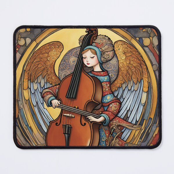 Item preview, Angel with wings wearing a hoodie Playing a Double Bass designed and sold by Colin Bentham.