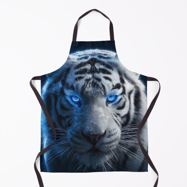 Item preview, Neon Snow Tiger – Icy Blue Winter Animal Portrait designed and sold by VisionaryVeils.