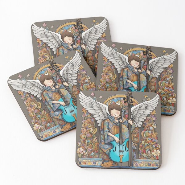 Item preview, Angel with wings wearing a hoodie Playing a Double Bass designed and sold by Colin Bentham.