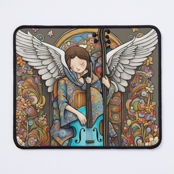 Item preview, Angel with wings wearing a hoodie Playing a Double Bass designed and sold by Colin Bentham.