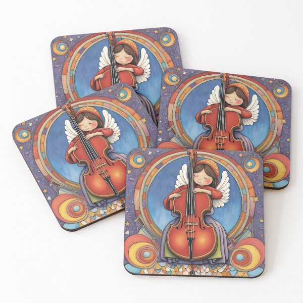 Item preview, Angel with wings wearing a hoodie Playing a Double Bass designed and sold by Colin Bentham.