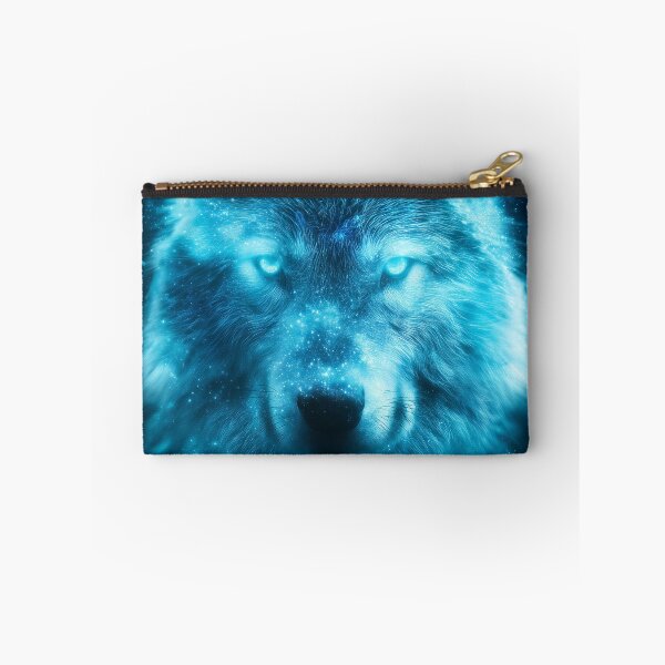 Item preview, Neon Ice Wolf – Glowing Blue Winter Fantasy Art designed and sold by VisionaryVeils.