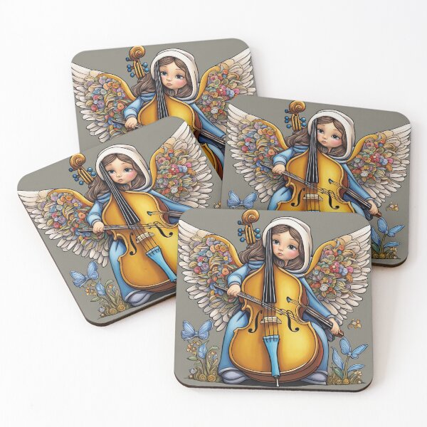 Item preview, Angel with wings wearing a hoodie Playing a Double Bass designed and sold by Colin Bentham.