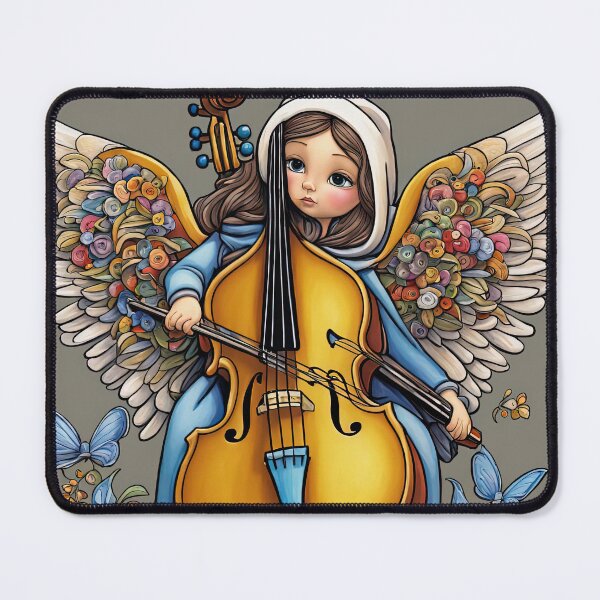 Item preview, Angel with wings wearing a hoodie Playing a Double Bass designed and sold by Colin Bentham.