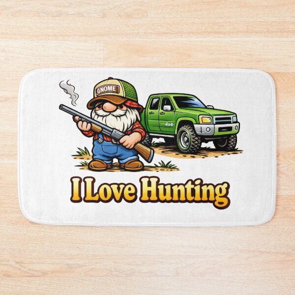 Item preview, Redneck Gnome Hunter with 4x4 Truck – I Love Hunting designed and sold by Moriarty's Digital Visions.