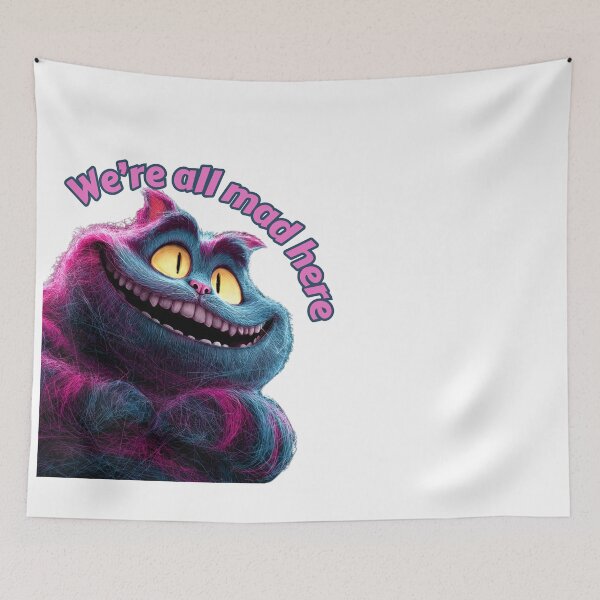 Item preview, "We Are All Mad Here" Quote – Cheshire Cat Fantasy Art designed and sold by Rose Collection Shop.