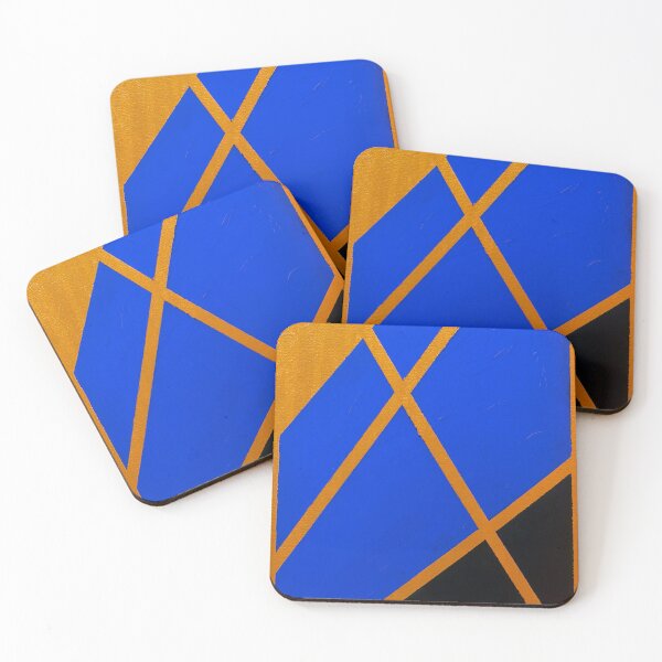 Item preview, Diagonal Silence in Blue and Gold, 30 × 70 cm, acrylic on canvas, 2025 designed and sold by oanaunciuleanu.