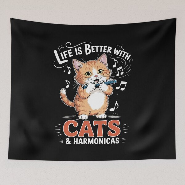 Item preview, Life Is Better With Cats And Harmonicas designed and sold by joyouartArt.