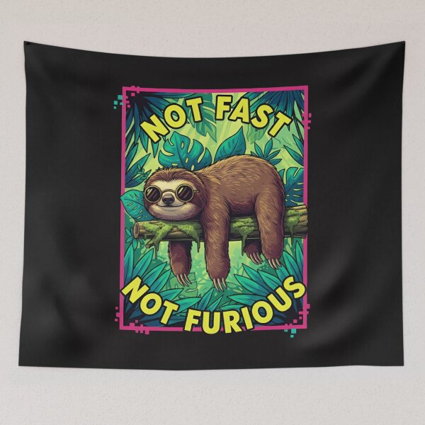 Item preview, Funny Sloth Not Fast Not Furious Retro Jungle Animal Parody designed and sold by ZyxDes.