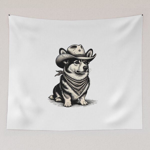 Item preview, Cowboy Corgi Dog With Cowboy Hat And Bandana designed and sold by GrumpySableye.