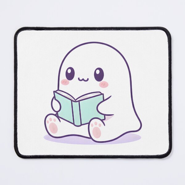 Item preview, Cute Ghost Reading a Book – Cozy Kawaii Illustration designed and sold by LunaMagicStudio.