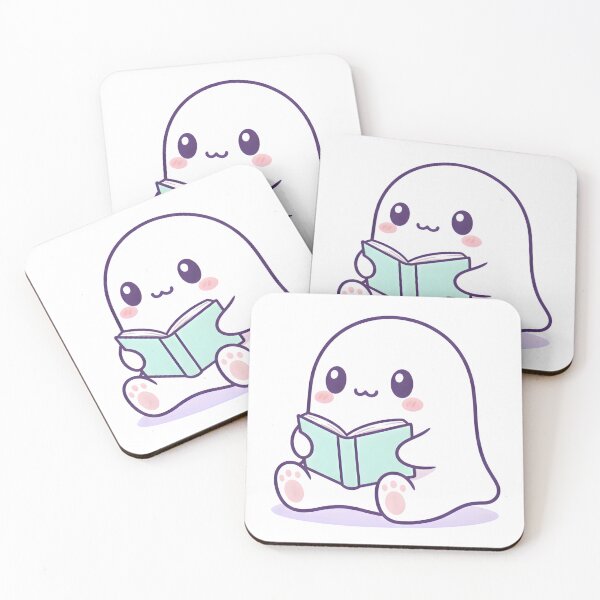 Item preview, Cute Ghost Reading a Book – Cozy Kawaii Illustration designed and sold by LunaMagicStudio.