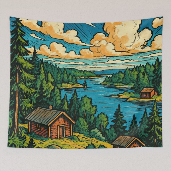 Item preview, Finland landscape  | Comics stylCartoone -  designed and sold by ComicsFactory.