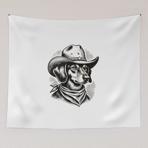 Item preview, Cowboy Dachshund Western Dog Portrait designed and sold by GrumpySableye.
