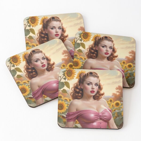 Item preview, Vintage 1940s Pin-Up Harvest Goddess Autumn Pumpkin Patch Retro Fall Art designed and sold by MissSaylor.