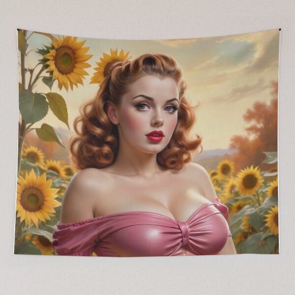 Item preview, Vintage 1940s Pin-Up Harvest Goddess Autumn Pumpkin Patch Retro Fall Art designed and sold by MissSaylor.