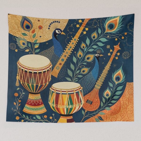 Item preview, Abstract collage of folk instruments—dhol, tabla, shehnai designed and sold by ShaDeS-AI-Art.