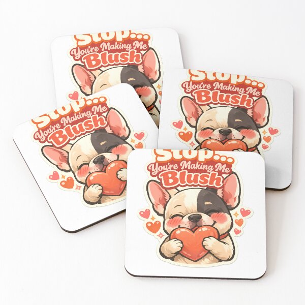 Item preview, Retro Pied French Bulldog Valentine Sticker - Stop You're Making Me Blush designed and sold by MukuMint.