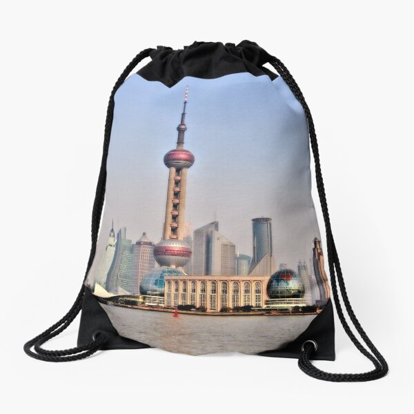 Shanghai View Drawstring Bag