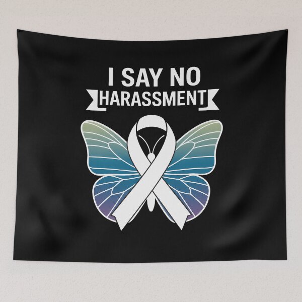 Item preview, I Say No Harassment, Ribbon, Teal Butterfly designed and sold by cosmicncozyS.