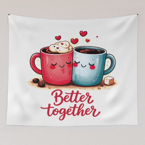Item preview, Better Together Cute Coffee Couple Illustration designed and sold by STILL THINKING STUDIO.