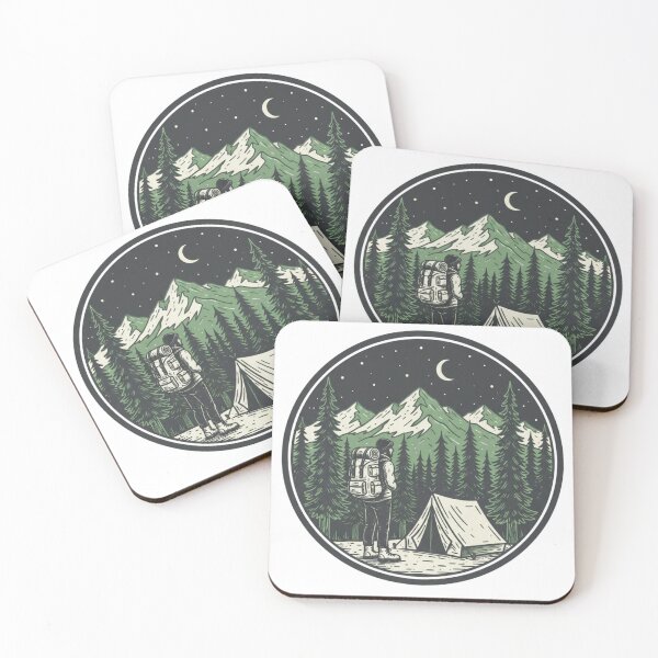 Item preview, Alyeska Mountain Camping – Wilderness Night Scene Illustration designed and sold by KivaroArt.