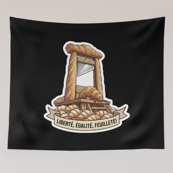 Item preview, Everything I Am I Owe To Bread - Funny Croissant Guillotine Baker Pun designed and sold by SarashiArt.