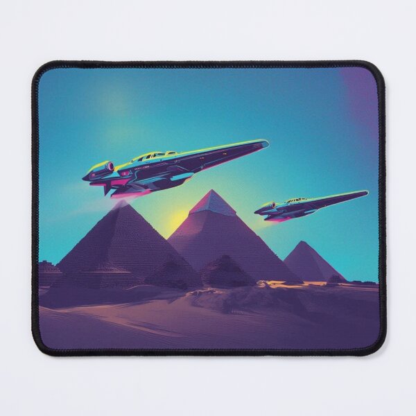 Item preview, Cosmic Over Giza – Futuristic Spaceships & Ancient Pyramids designed and sold by Dogandesighn.