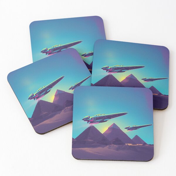 Item preview, Cosmic Over Giza – Futuristic Spaceships & Ancient Pyramids designed and sold by Dogandesighn.
