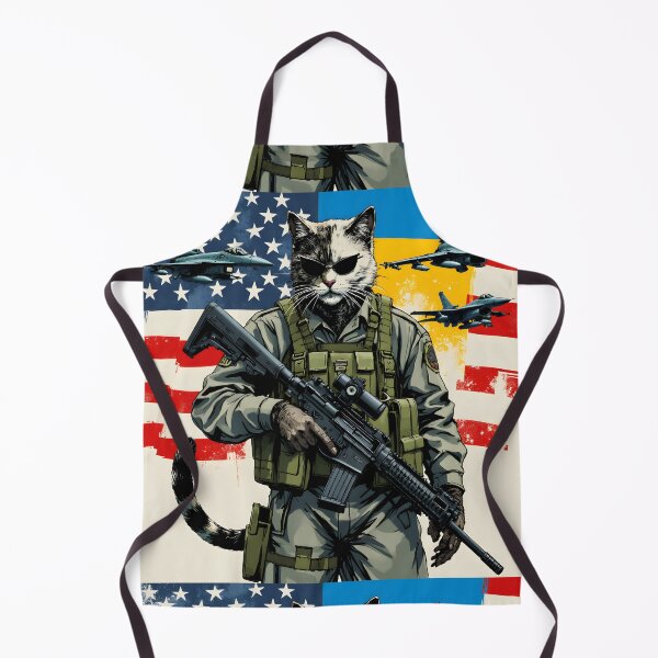 Item preview, Ukrainian cat with USA flags in the war, cat soldier and US F-16 designed and sold by pixeldizajn.