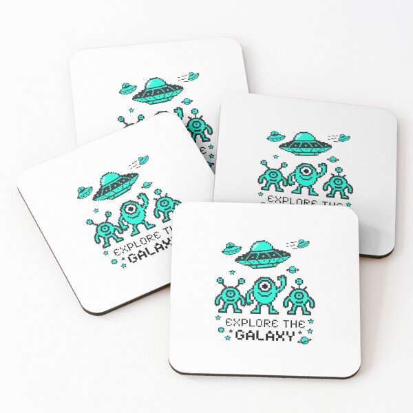 Item preview, Retro Pixel Art Aliens — Explore the Galaxy Cyan Space Illustration | Cute 8-Bit UFO Design designed and sold by Colorful-Garden.