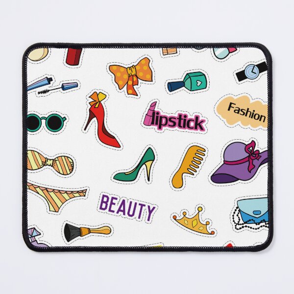 Item preview, Girly Fashion Beauty Sticker Pack - Cute Lipstick Heels Perfume Shopping Doodles Art Print designed and sold by DesignArtist.ia.
