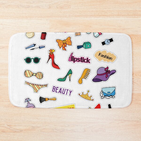 Item preview, Girly Fashion Beauty Sticker Pack - Cute Lipstick Heels Perfume Shopping Doodles Art Print designed and sold by DesignArtist.ia.