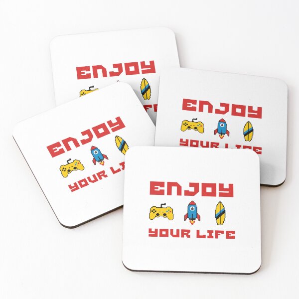 Item preview, Retro Pixel Art Enjoy Your Life — Gaming Rocket and Surfing Typography Design designed and sold by Colorful-Garden.