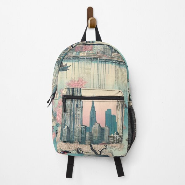 Item preview, NYC Ukiyo-e Cherry Blossoms Empire State Building Brooklyn Bridge Art designed and sold by Vandy Fullam.