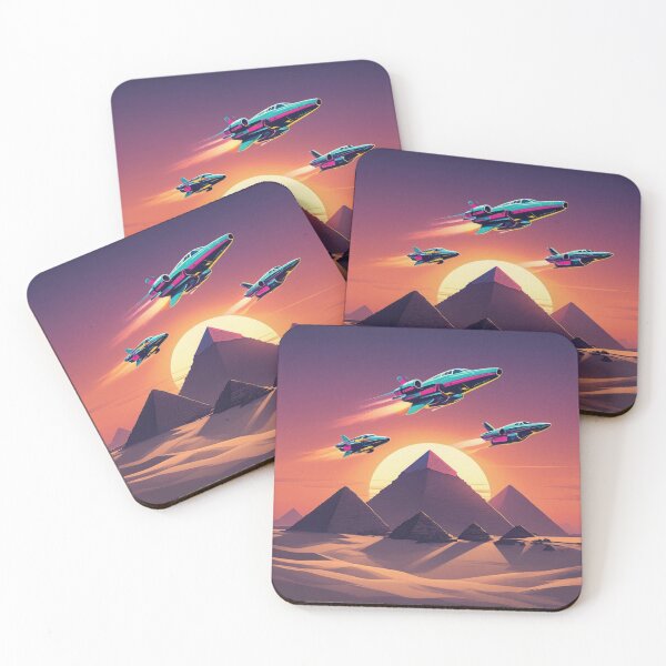 Item preview, Neon Jets Over Pyramids – Futuristic Egypt Sunset Design designed and sold by Dogandesighn.