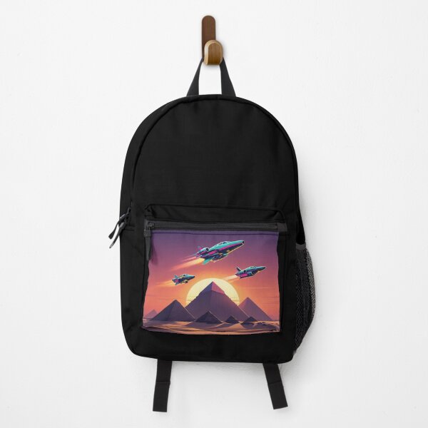 Item preview, Neon Jets Over Pyramids – Futuristic Egypt Sunset Design designed and sold by Dogandesighn.