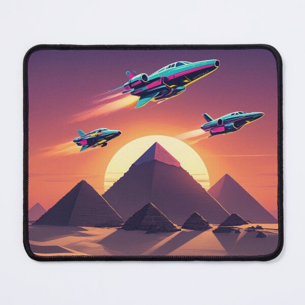 Item preview, Neon Jets Over Pyramids – Futuristic Egypt Sunset Design designed and sold by Dogandesighn.