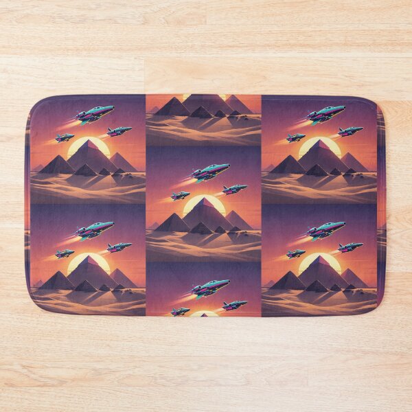 Item preview, Neon Jets Over Pyramids – Futuristic Egypt Sunset Design designed and sold by Dogandesighn.
