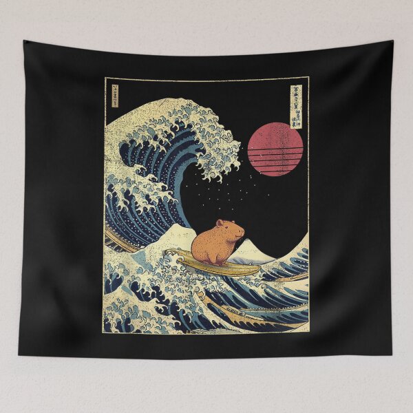 Item preview, Capybara Japanese Kanagawa Wave Funny Surf Animal Art for Men Women Kids , Capybara Gift Lover  designed and sold by DZIRI NAJAT.